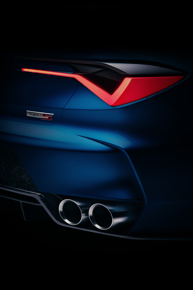 The Acura Type S Concept car will debut at the Monterey Car Week on August 15, 2019.